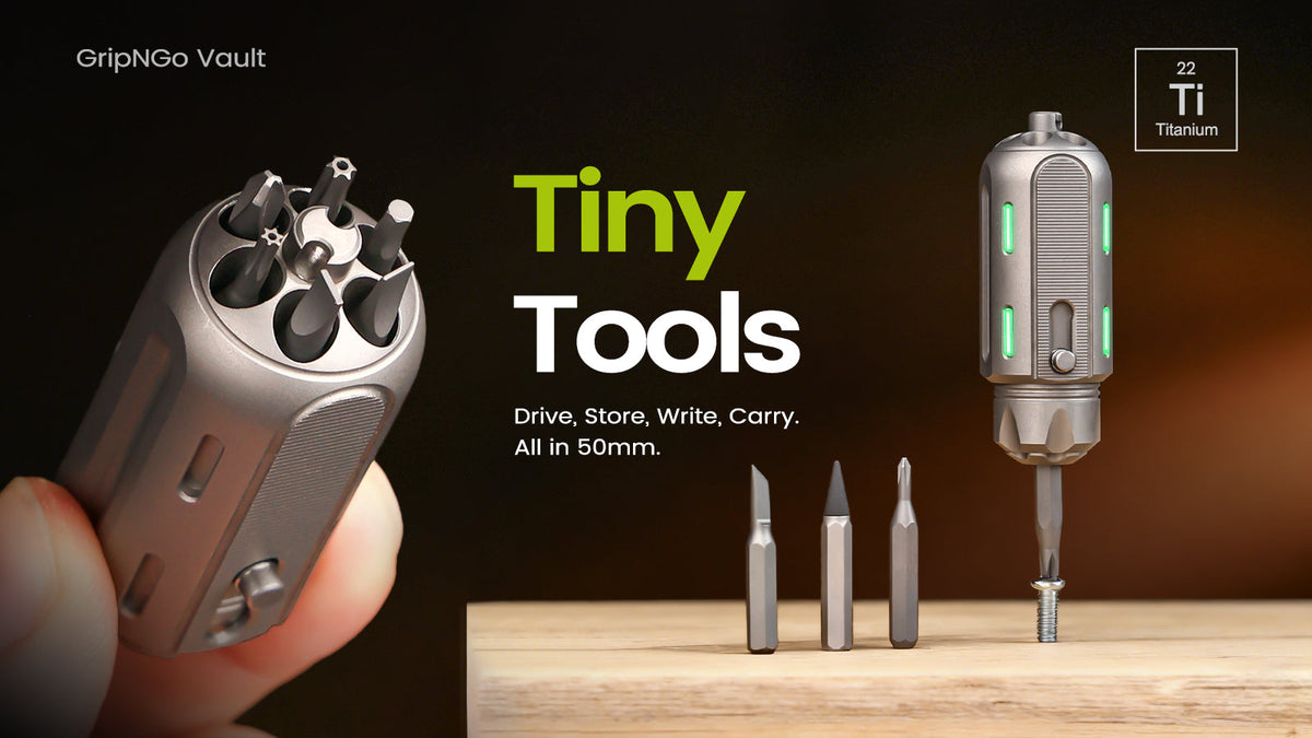 GripNGo Vault: Write, Cut, Drive, Store, Carry. In 52.5mm.