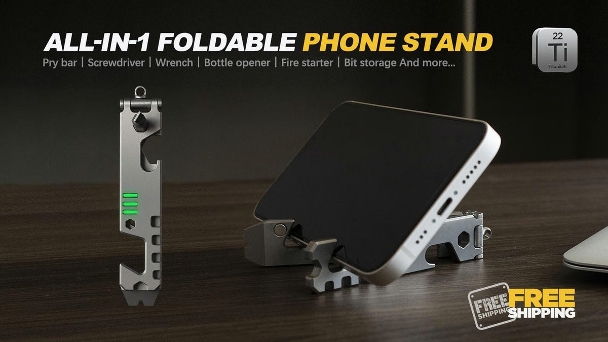 AceStand|All-in-1 Titanium Foldable EDC Phone Stand