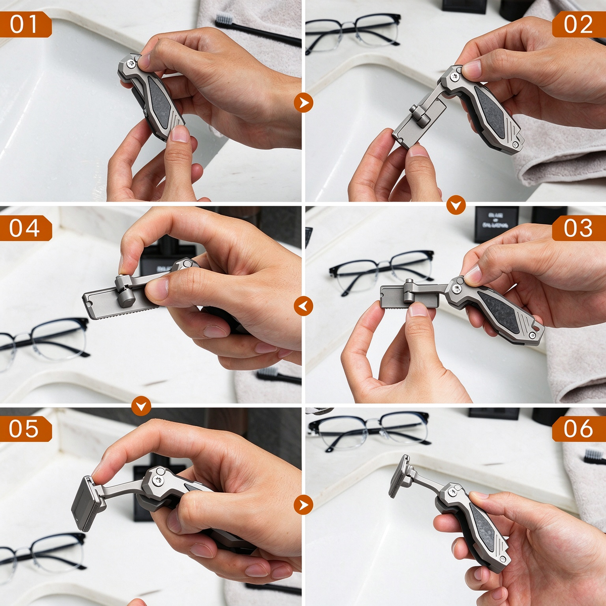 titanium folding travel razor