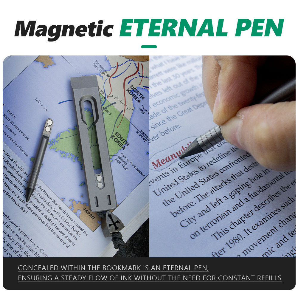The BookBond Pen-Your Titanium Multitool Bookmark Companion