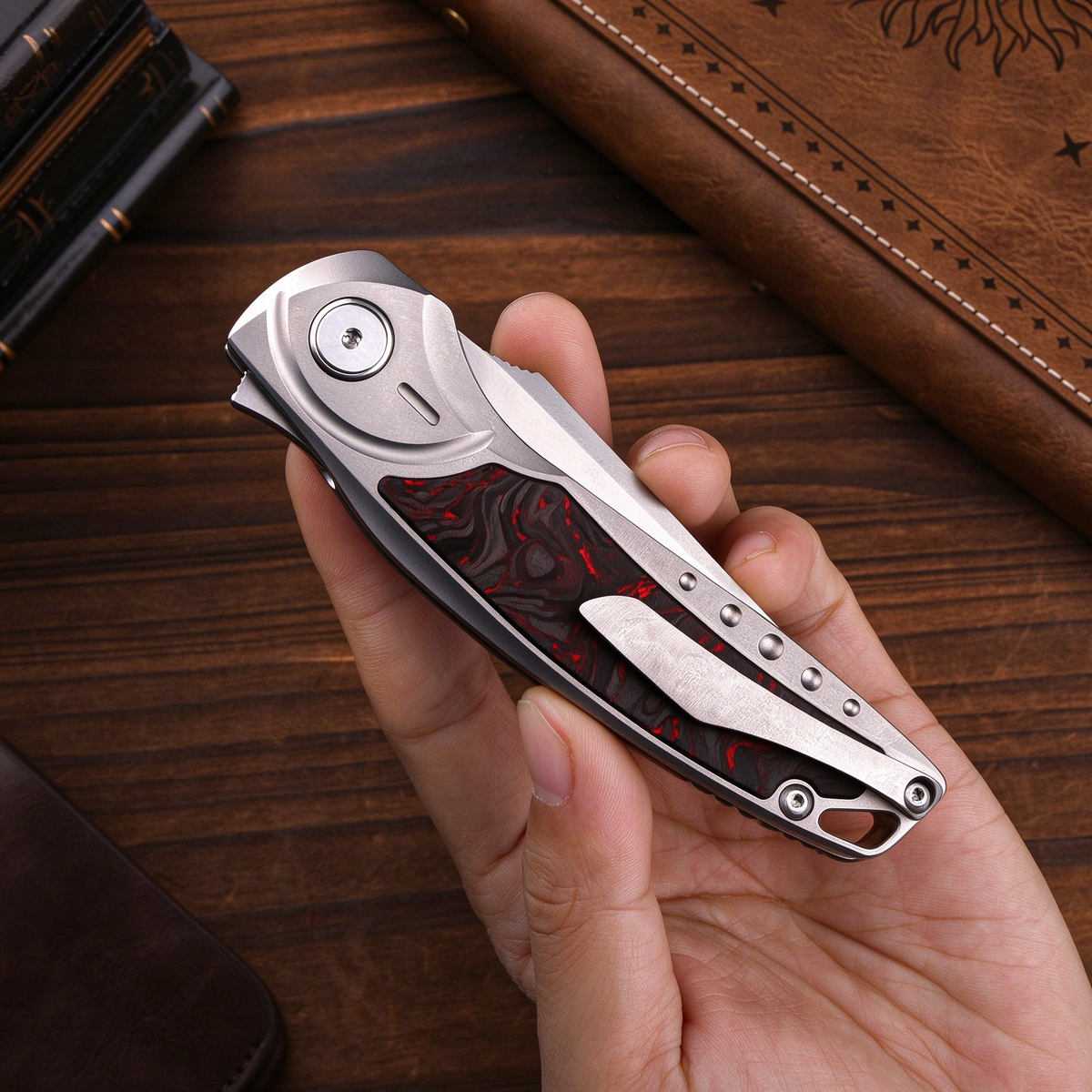 GraphiX: Ti & Carbon Folding Knife — M390/D2 Blade