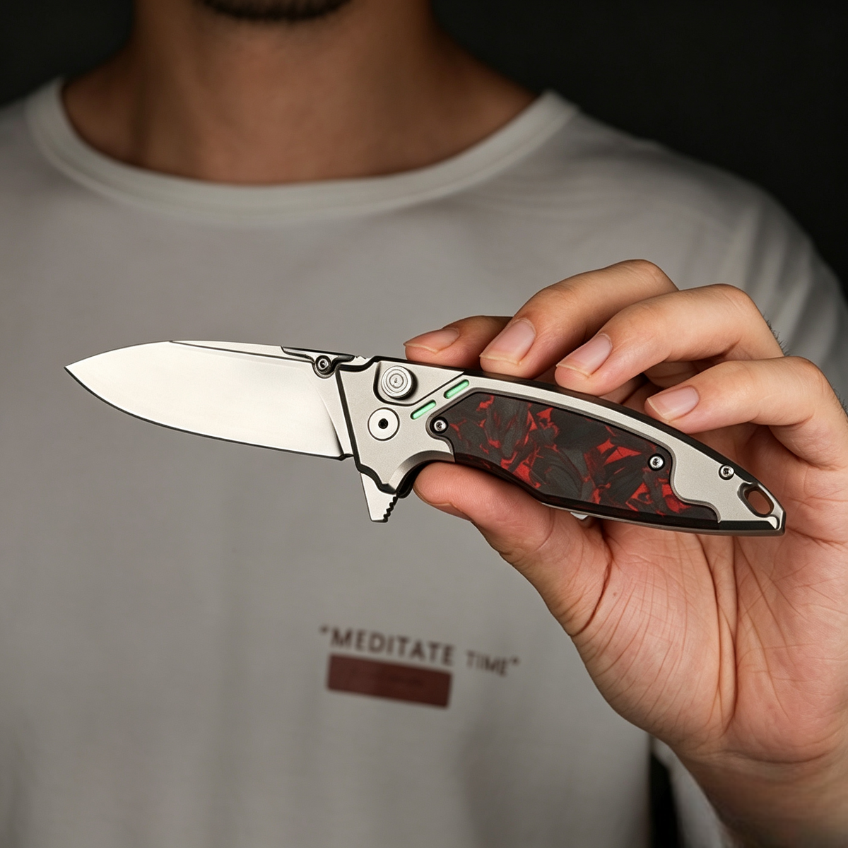 The Scarab 2.0: Ti & Carbon Handle With M390 Blade EDC Knife