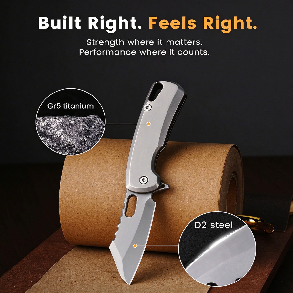 TiArc Compact Titanium Everyday Tool — 2.23" Closed, Keychain Ready