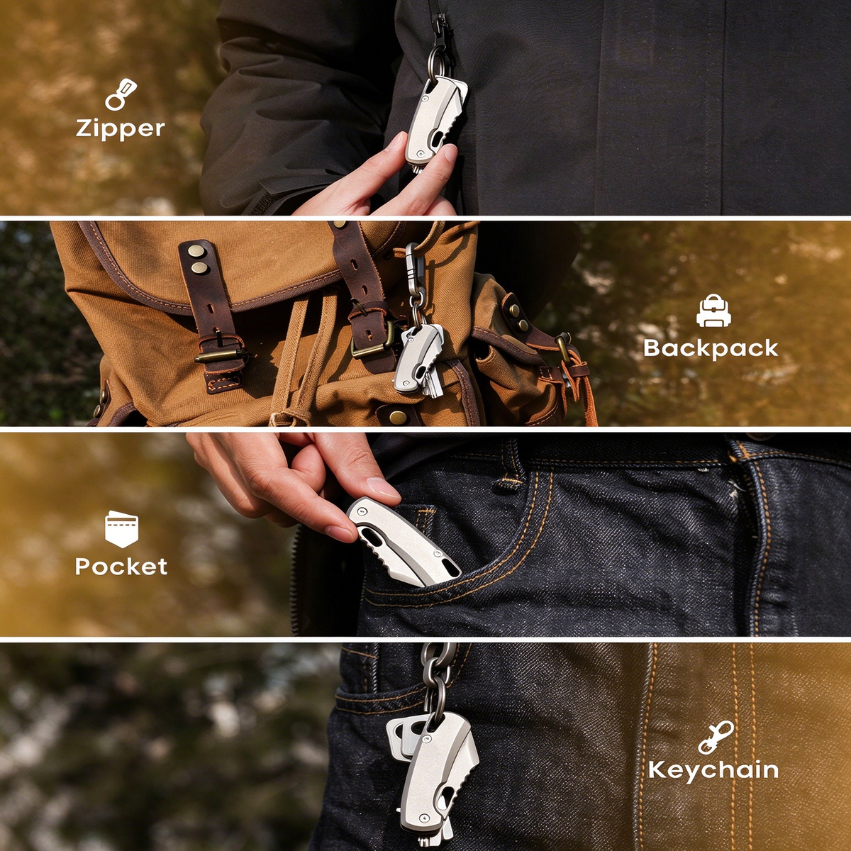 TiArc Compact Titanium Everyday Tool — 2.23" Closed, Keychain Ready