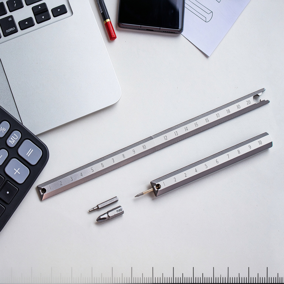 Vortex Grade 5 Titanium Ruler Pen — Dual Scale, Driver, Angle