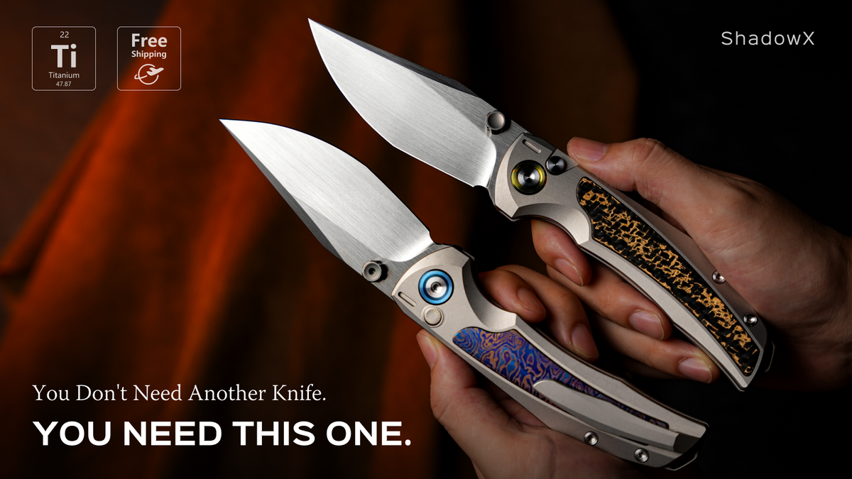 ShadowX: Gold Carbon Fiber & Titanium M390 EDC Folding Knife