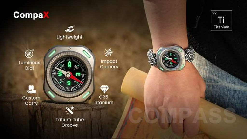 CompaX — A Titanium Compass with Multiple Carry Options