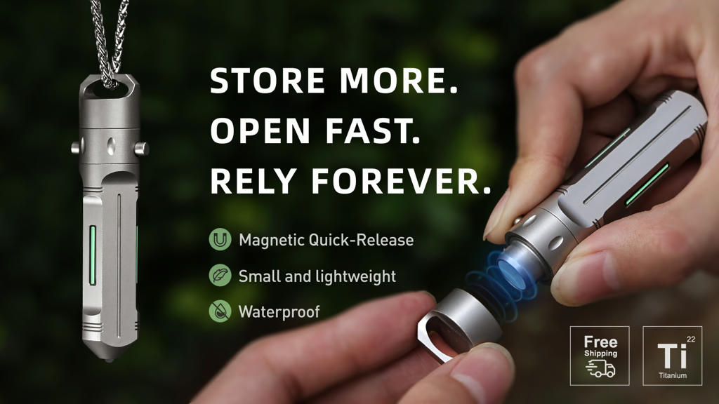 Vaultik: Magnetic Quick-Release Titanium EDC Capsule