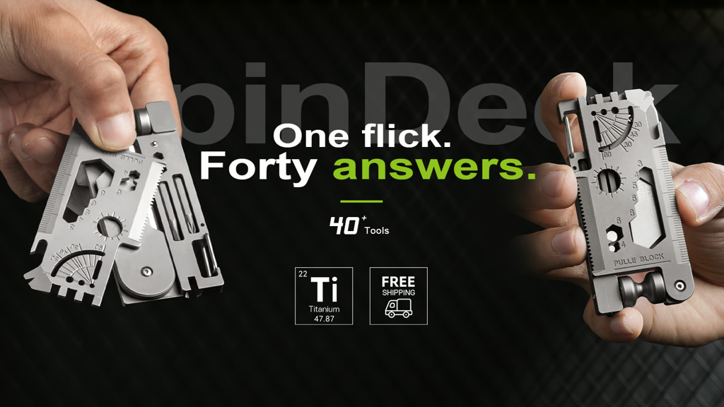 SpinDeck: 40+ Tools. One Rotating Modular Titanium Card.