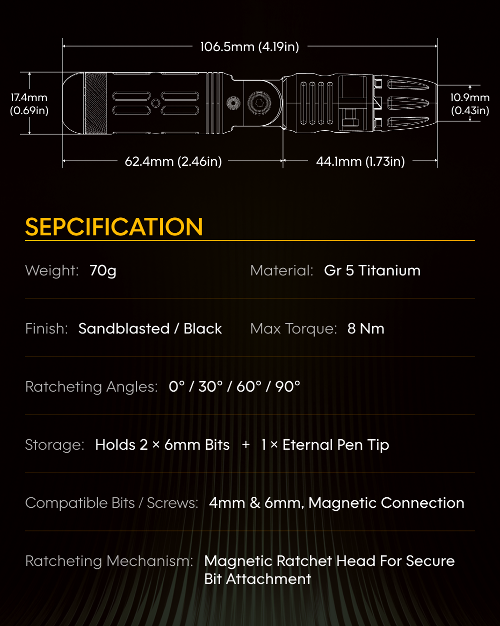 Arcos Driver: 4-Angle Foldable Titanium Ratchet Screwdriver