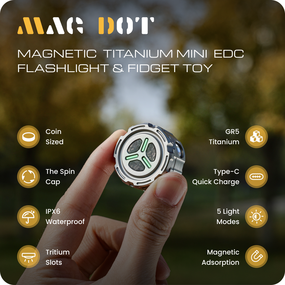 Mag-Dot: Magnetic Titanium Mini EDC Flashlight & Fidget Toy