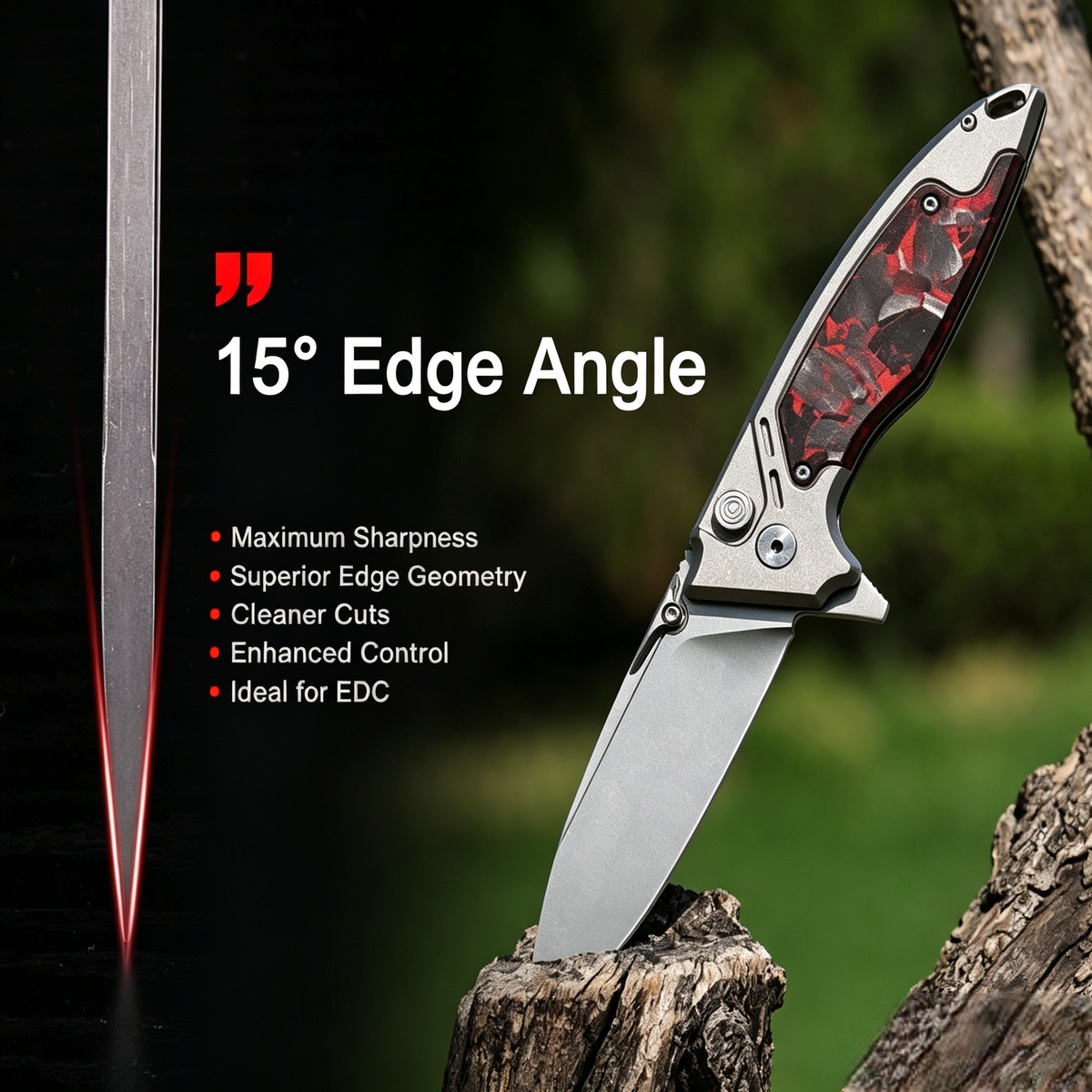 The Scarab 2.0: Ti & Carbon Handle With M390 Blade EDC Knife