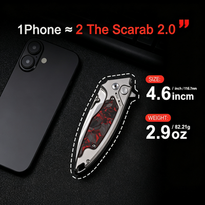 The Scarab 2.0: Ti & Carbon Handle With M390 Blade EDC Knife