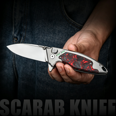 The Scarab 2.0: Ti & Carbon Handle With M390 Blade EDC Knife