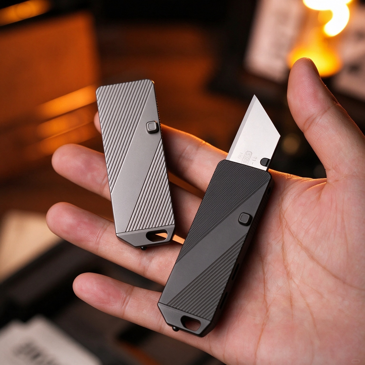 The Cubik - Titanium EDC Pocket Tool , Button-Flick Open