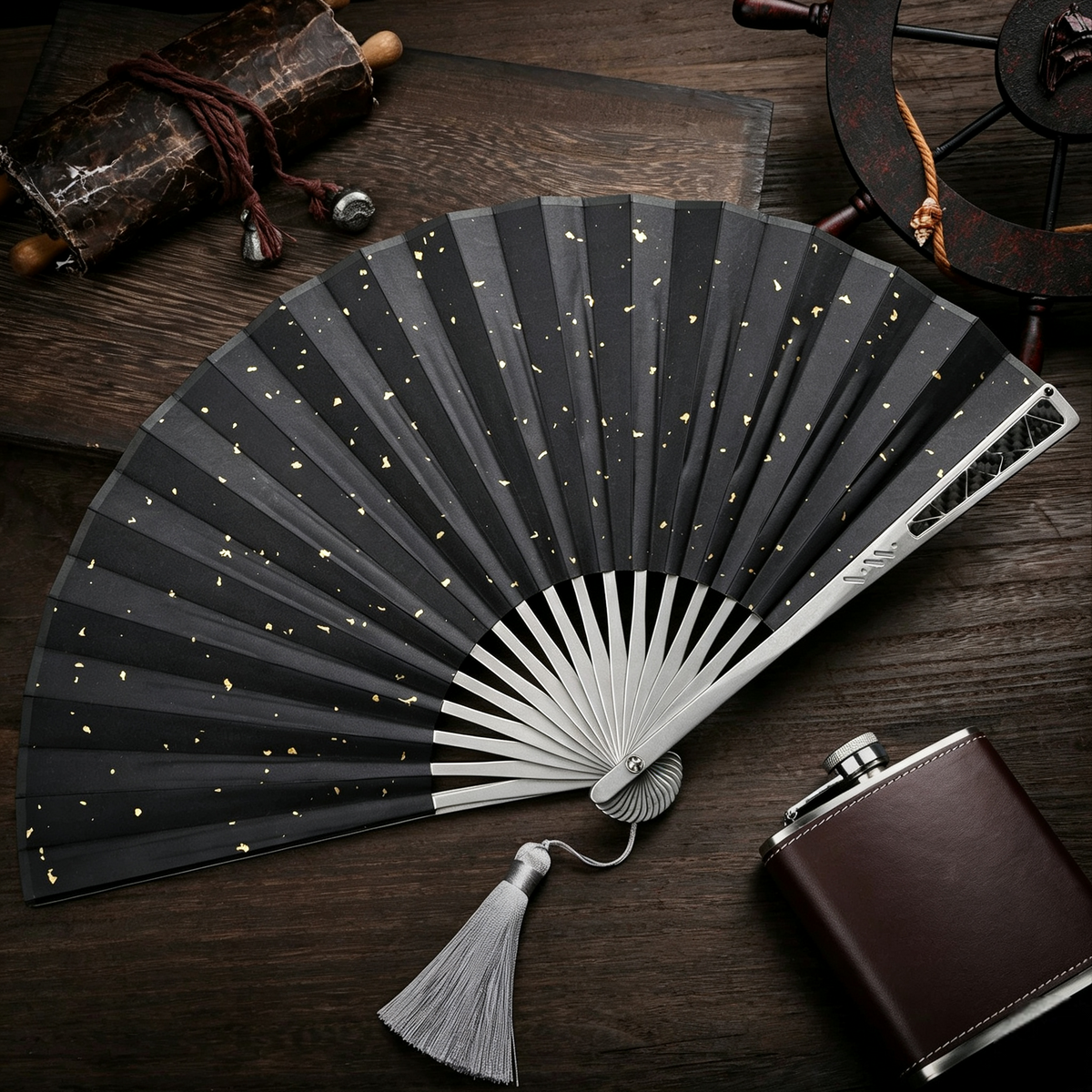 The Galaxy: Titanium EDC Kung Fu Folding Fan/ Emergency Tool