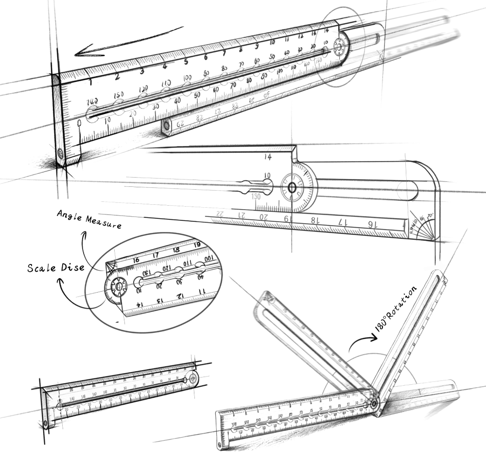 UnioArc: A 7-in-1 Titanium Folding Ruler That Works With You