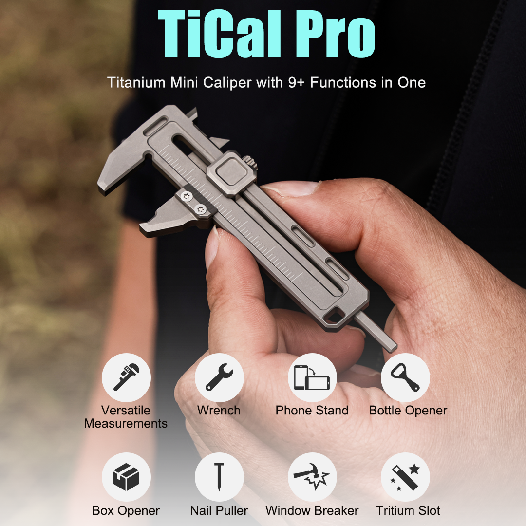 TiCal Pro - Titanium Mini Caliper with 7+ Functions in One