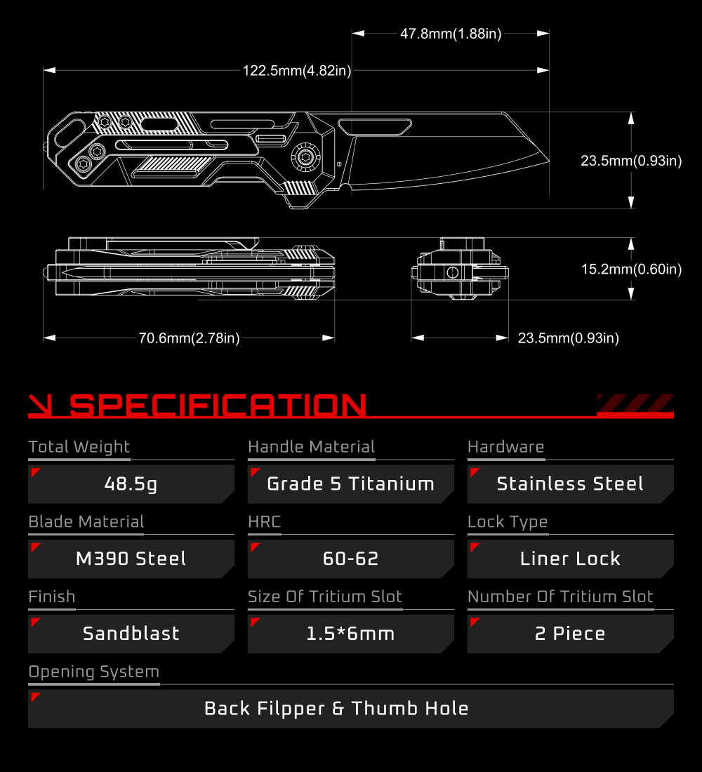 NanoMax 2.0 Compact Gr5 Titanium Everyday Tool — M390 Steel