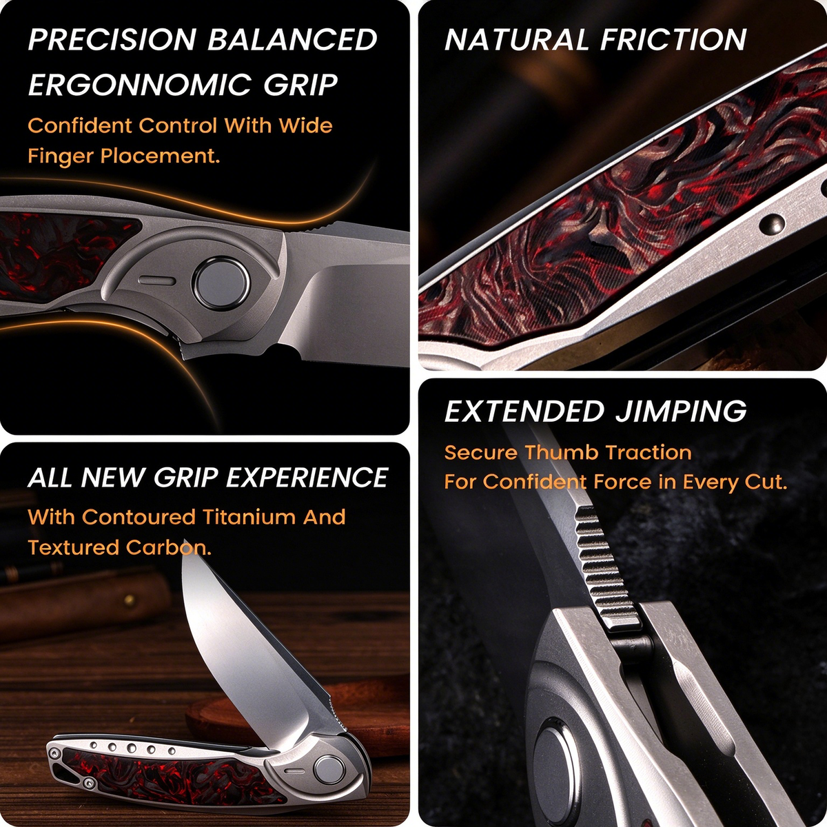 GraphiX: Ti & Carbon Folding Knife — M390/D2 Blade