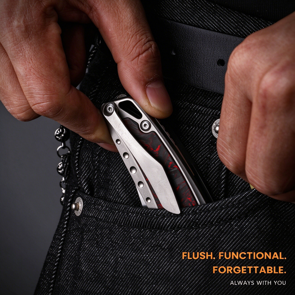 GraphiX: Ti & Carbon Folding Knife — M390/D2 Blade