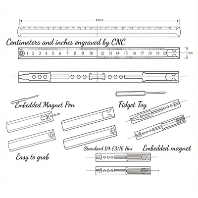 Vortex Grade 5 Titanium Ruler Pen — Dual Scale, Driver, Angle