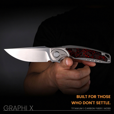 GraphiX: Ti & Carbon Folding Knife — M390/D2 Blade