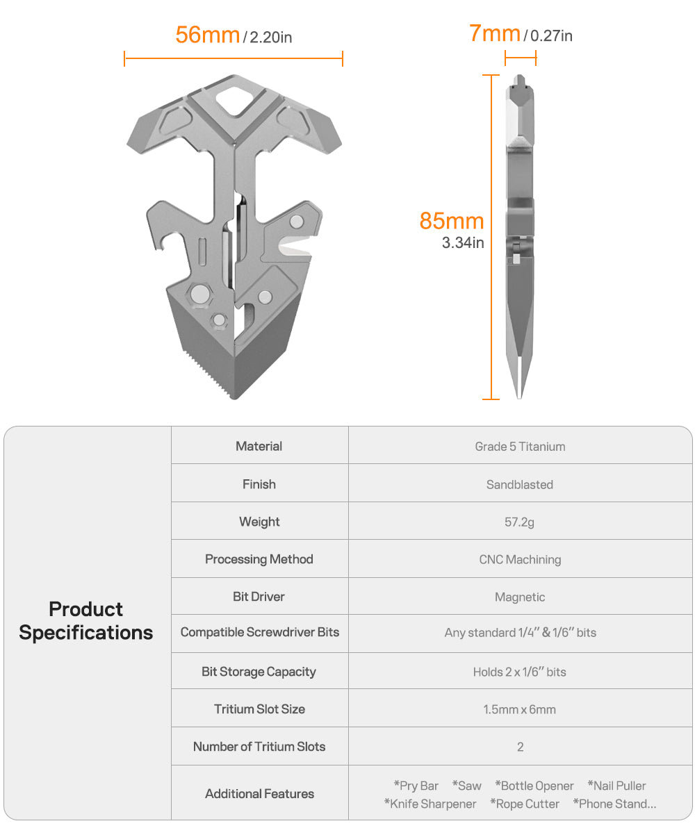 V-Stand - Titanium Multi-Tool Phone Stand for EDC