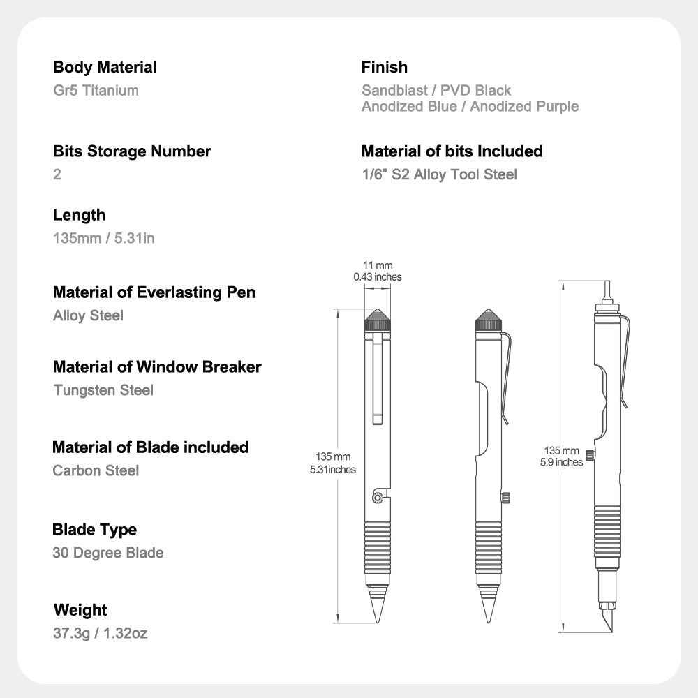 Bullet Ant 3.0: Titanium Tactical Bolt-Action Multi-Tool Pen