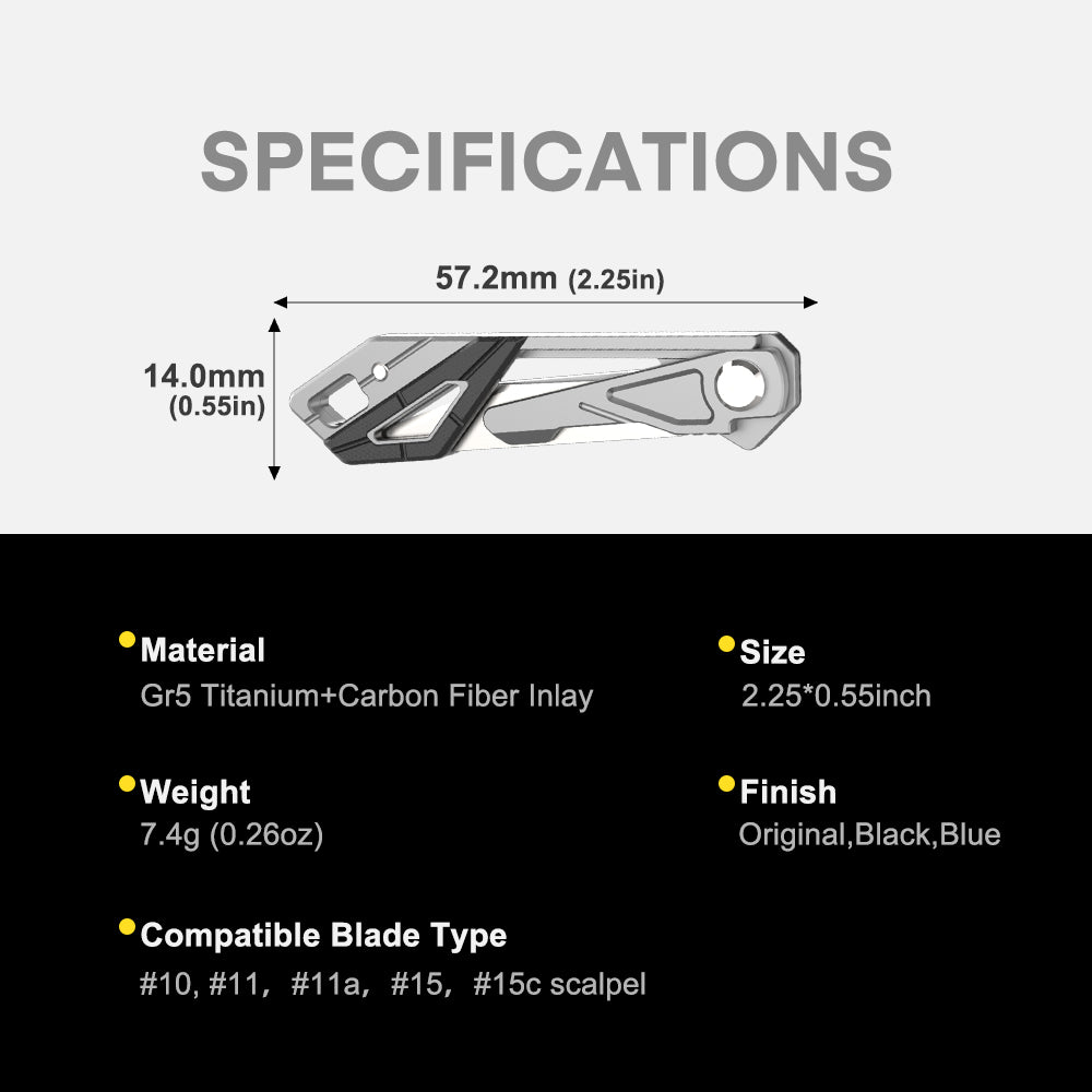 KeyKnife: Mini Titanium & Carbon Fiber EDC Scalpel