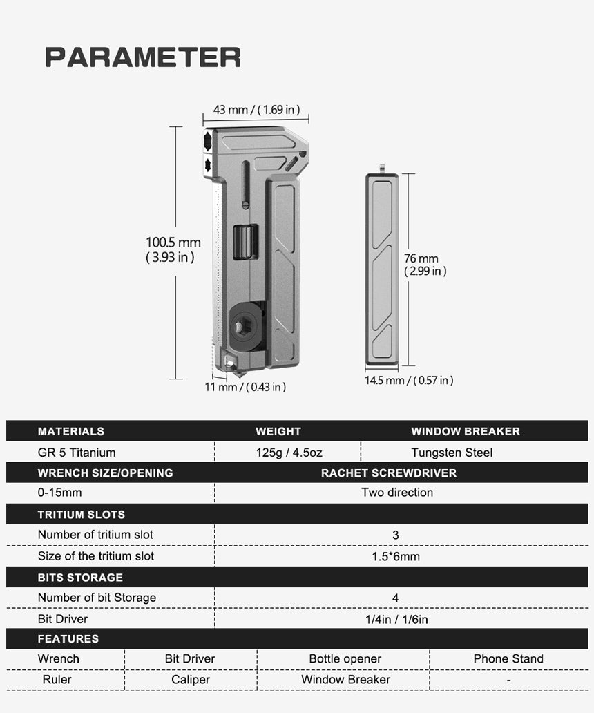The OmniPro Wrench - Titanium Multi-Tool for Everyday Carry