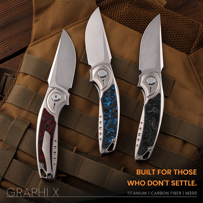 GraphiX: Ti & Carbon Folding Knife — M390/D2 Blade