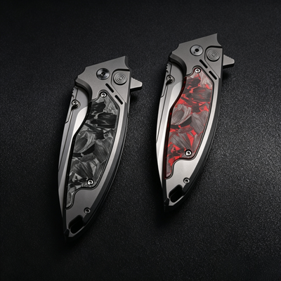 The Scarab 2.0: Ti & Carbon Handle With M390 Blade EDC Knife