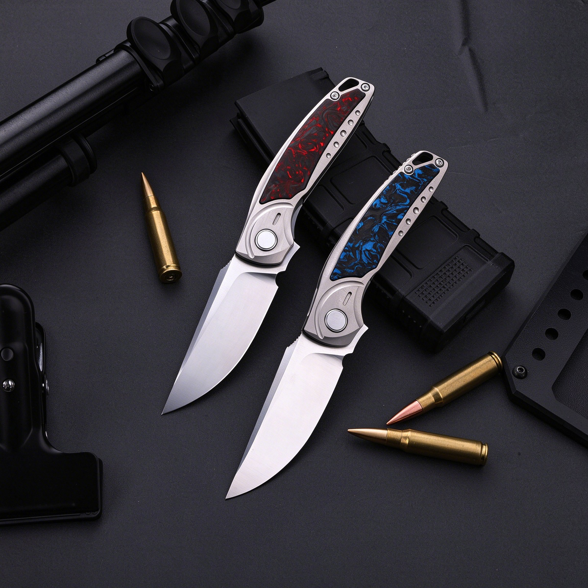 GraphiX: Ti & Carbon Folding Knife — M390/D2 Blade