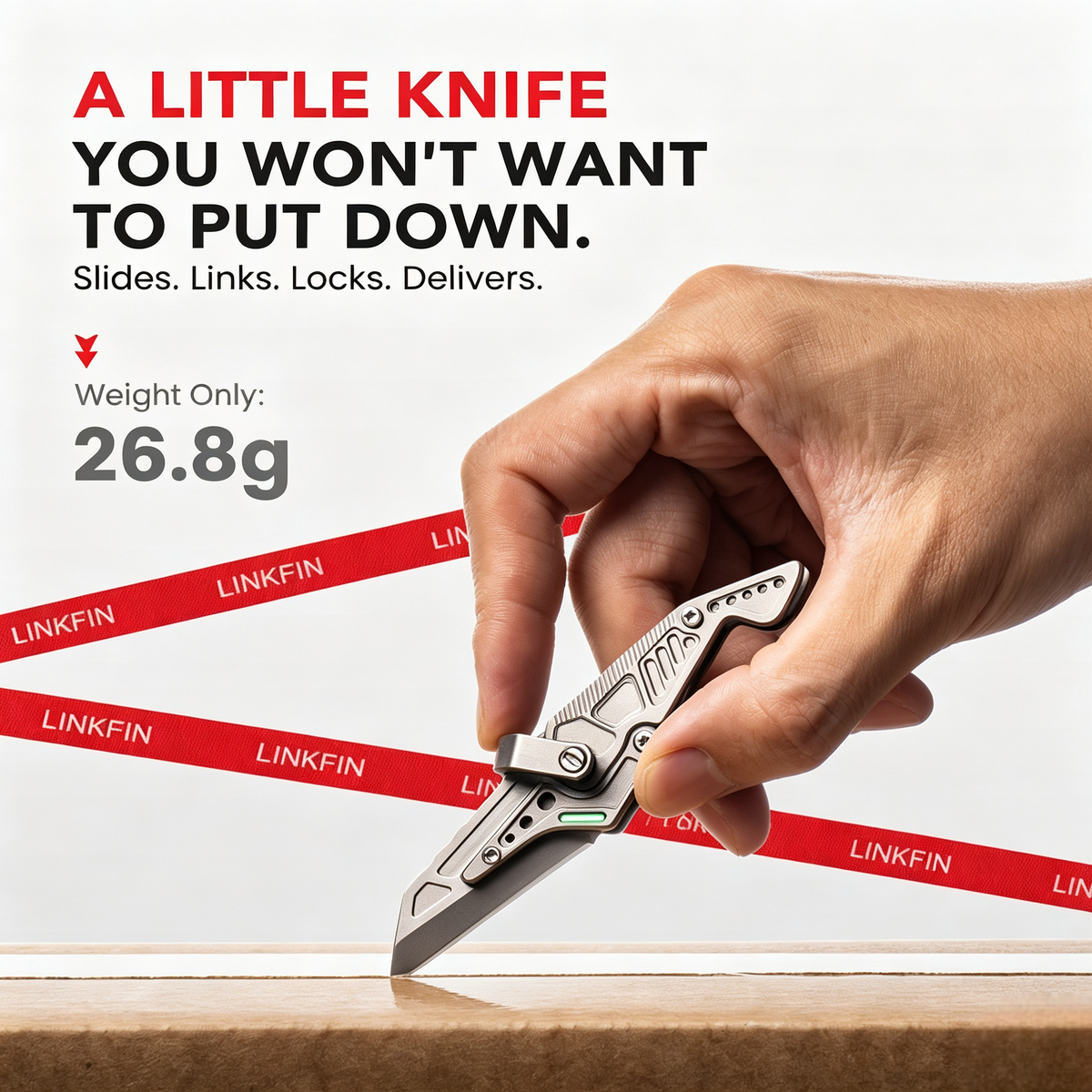 LINKFIN: A Compact Sliding-Link Knife for Everyday Use