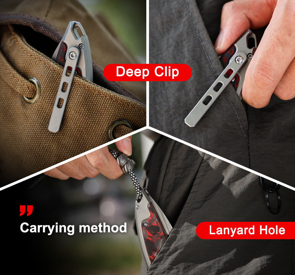The Scarab 2.0: Ti & Carbon Handle With M390 Blade EDC Knife