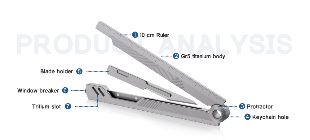 The Prule: Titanium Multifunctional EDC Foldable Ruler