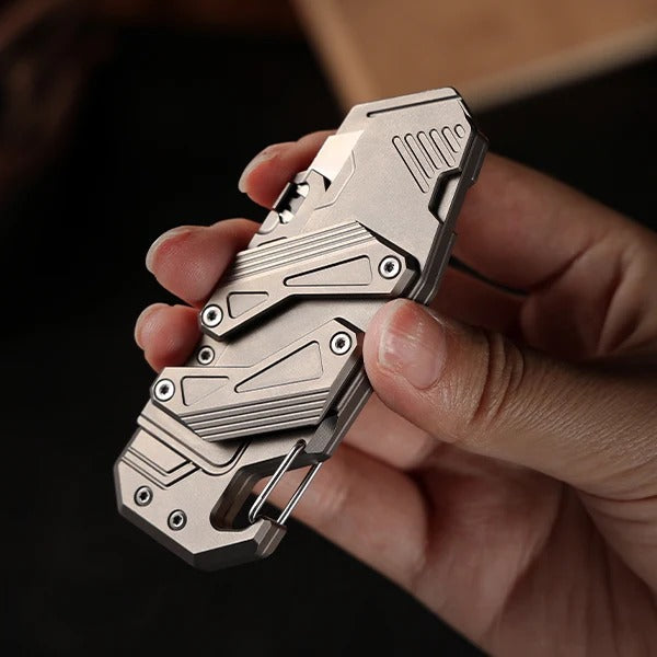 SyncraBlade: Titanium EDC Knife with Linked Slide-Action