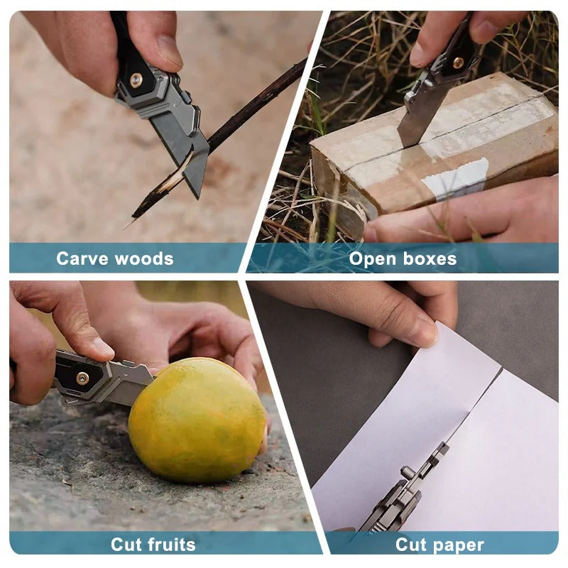 Phantom 2.0 Gr5 Titanium Folding Utility Cutter — Replaceable Insert, Pocket Clip
