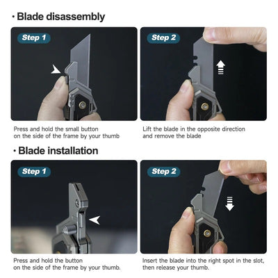 Phantom 2.0 Gr5 Titanium Folding Utility Cutter — Replaceable Insert, Pocket Clip
