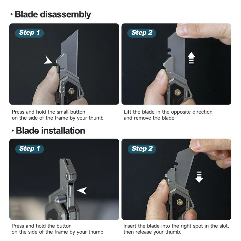 Phantom 2.0 Gr5 Titanium Folding Utility Cutter — Replaceable Insert, Pocket Clip